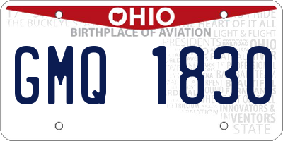 OH license plate GMQ1830