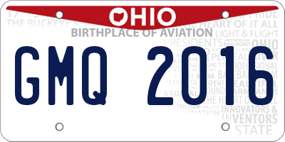 OH license plate GMQ2016