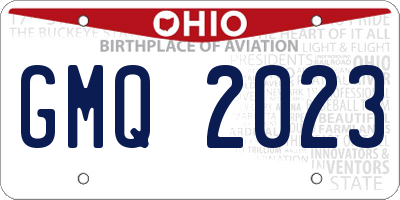 OH license plate GMQ2023