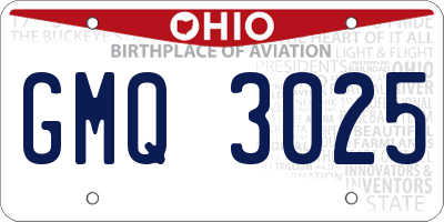 OH license plate GMQ3025