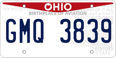 OH license plate GMQ3839