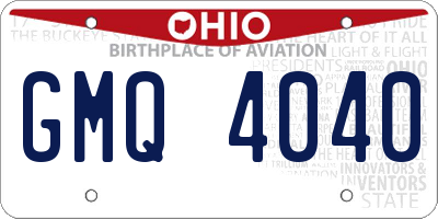 OH license plate GMQ4040
