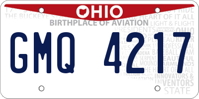 OH license plate GMQ4217