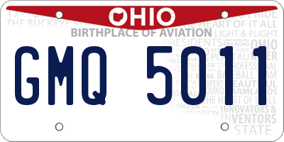 OH license plate GMQ5011