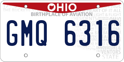 OH license plate GMQ6316