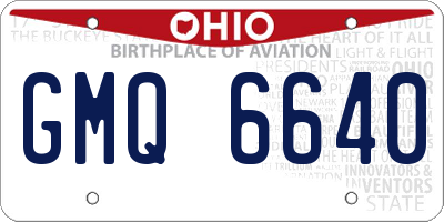 OH license plate GMQ6640
