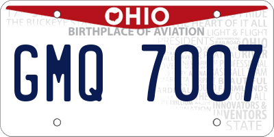 OH license plate GMQ7007