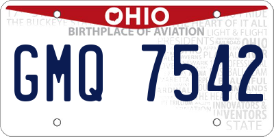 OH license plate GMQ7542