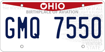 OH license plate GMQ7550