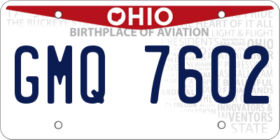 OH license plate GMQ7602