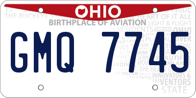 OH license plate GMQ7745