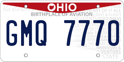 OH license plate GMQ7770