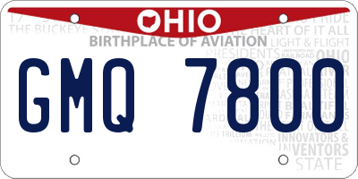 OH license plate GMQ7800