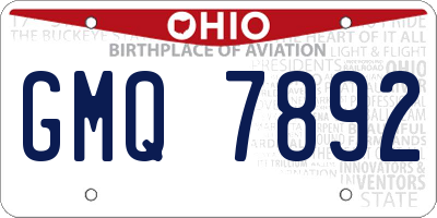 OH license plate GMQ7892