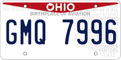 OH license plate GMQ7996