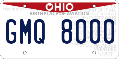 OH license plate GMQ8000