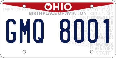 OH license plate GMQ8001