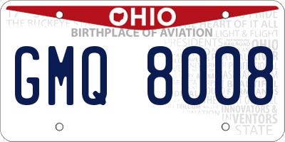 OH license plate GMQ8008