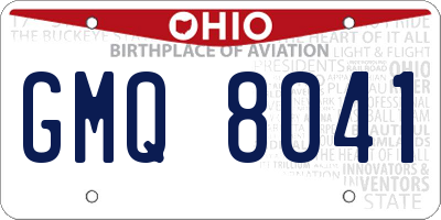 OH license plate GMQ8041