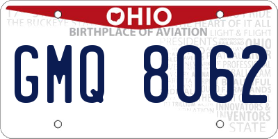 OH license plate GMQ8062