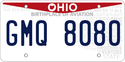OH license plate GMQ8080