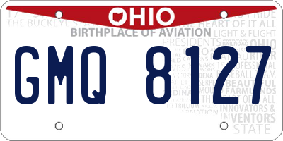 OH license plate GMQ8127