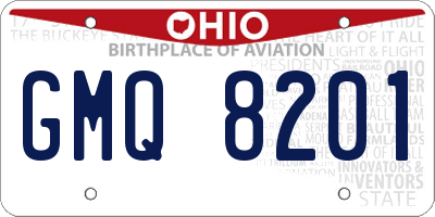 OH license plate GMQ8201