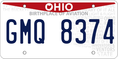 OH license plate GMQ8374
