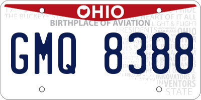 OH license plate GMQ8388