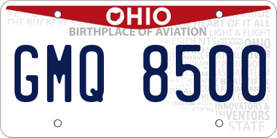 OH license plate GMQ8500