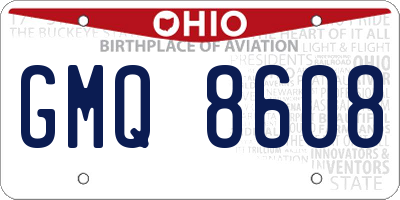 OH license plate GMQ8608