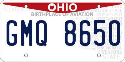 OH license plate GMQ8650