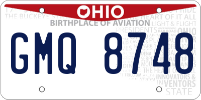 OH license plate GMQ8748