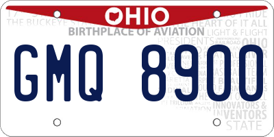 OH license plate GMQ8900