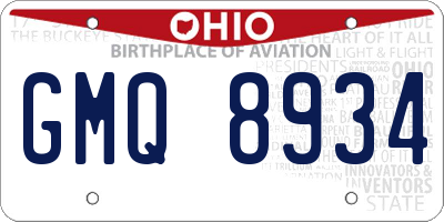 OH license plate GMQ8934