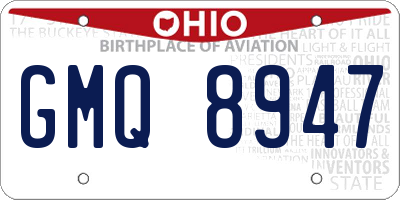 OH license plate GMQ8947