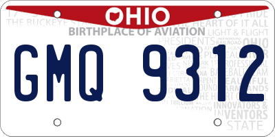 OH license plate GMQ9312