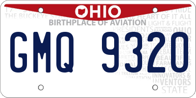 OH license plate GMQ9320
