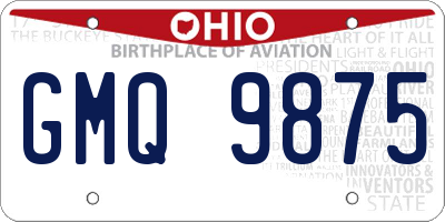 OH license plate GMQ9875