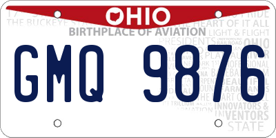 OH license plate GMQ9876