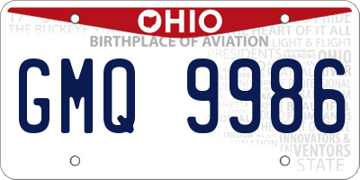 OH license plate GMQ9986