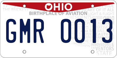 OH license plate GMR0013