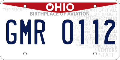 OH license plate GMR0112