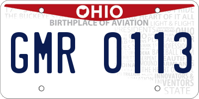 OH license plate GMR0113