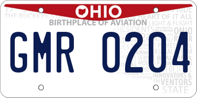 OH license plate GMR0204