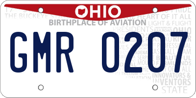 OH license plate GMR0207