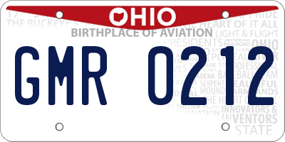 OH license plate GMR0212