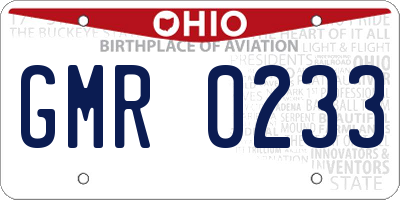 OH license plate GMR0233