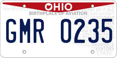 OH license plate GMR0235