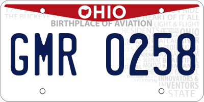 OH license plate GMR0258